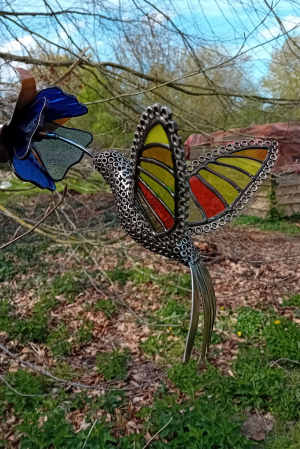 Christian Delory - Colibrius (In garden)(Metal, Recup, Stained glass)